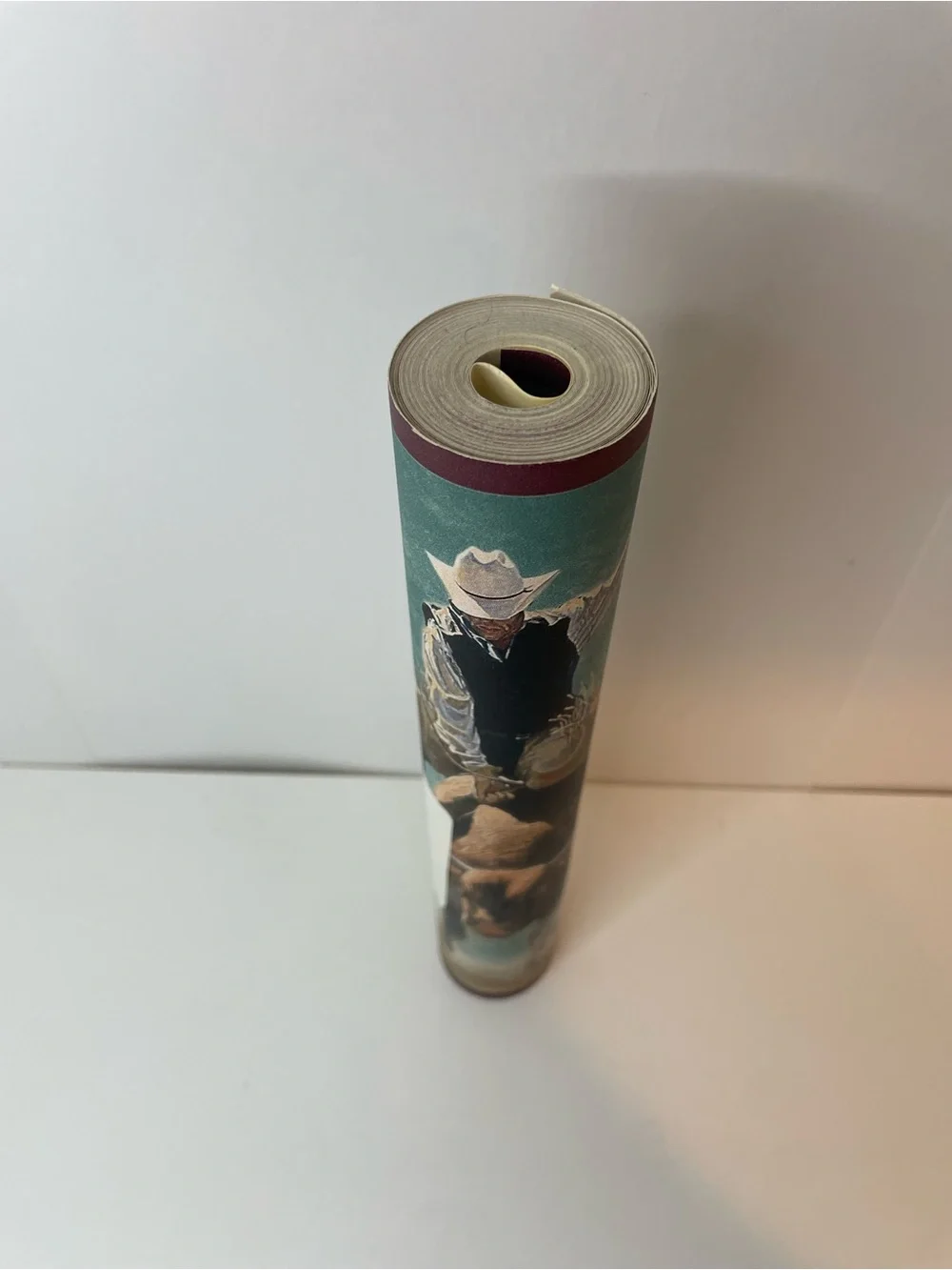 Prepasted Western Rodeo Wallpaper Border in Blue and Brown, Western Art Decor